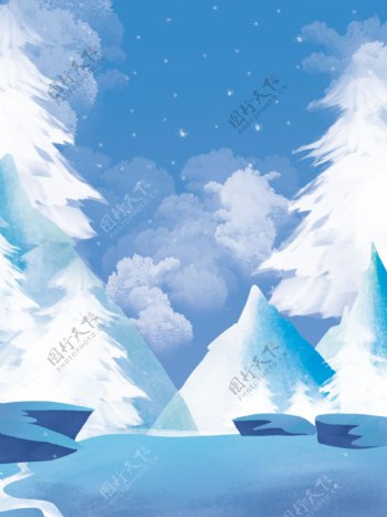 立冬节水彩手绘风景背景