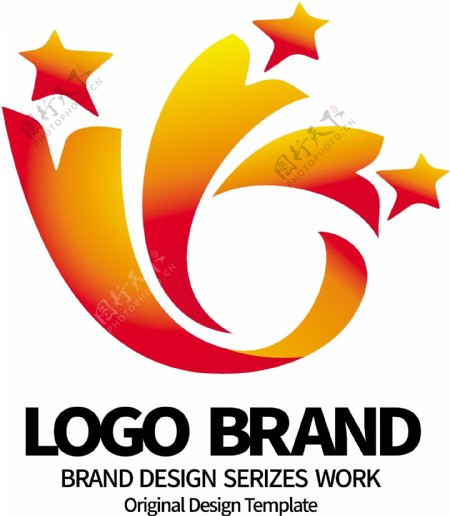 创意金黄C字母公司LOGO标志设计