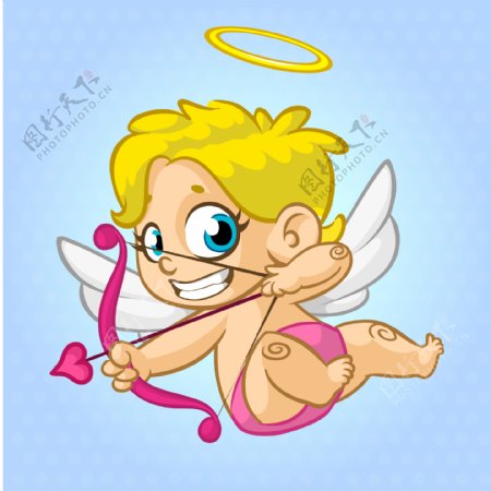 卡通小天使丘比特射爱心箭