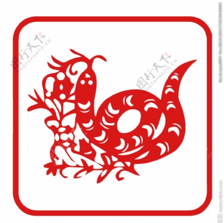 12生肖蛇剪纸红色年画素材