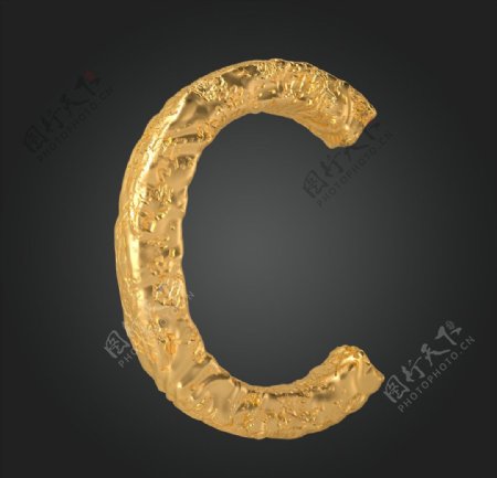 金属质感立体字母C