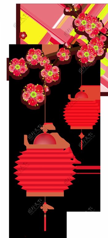 中国风装饰梅花灯笼素材
