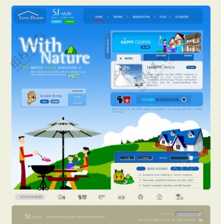 韩国居家旅游网站PSD模板