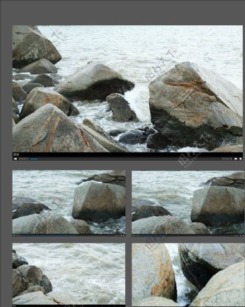 海浪触及石头视频