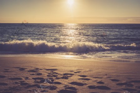 沙滩海洋夕阳