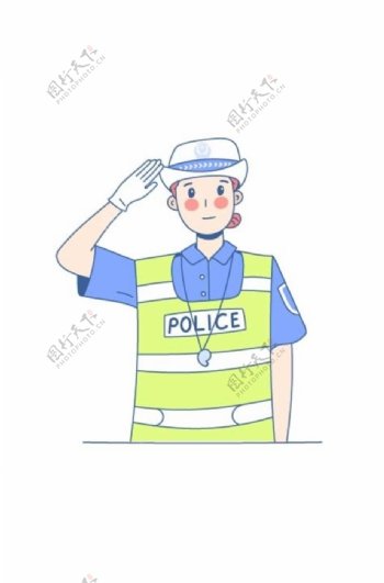 卡通人物女交通警察PNG