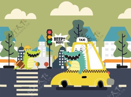 交通运输主题插画