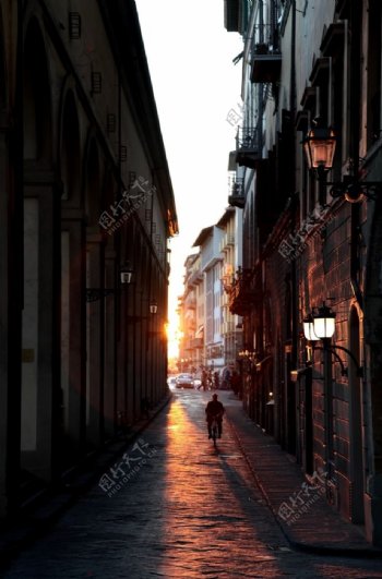 佛罗伦萨日落黄昏街景