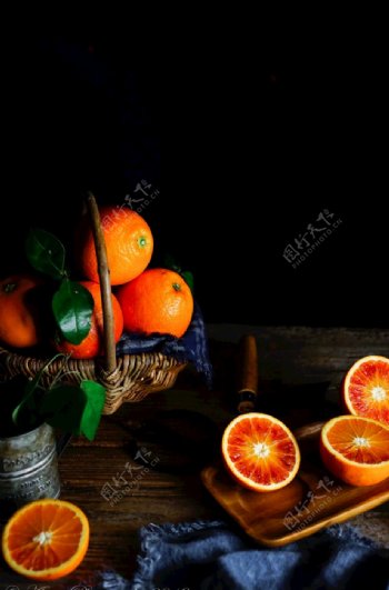 血橙橙子切开的橘子