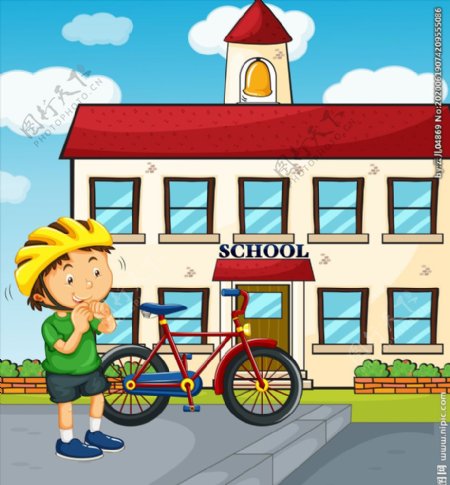 卡通儿童自行车运动