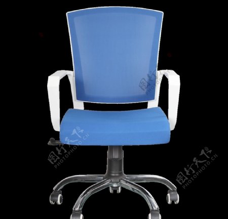 蓝白色时尚办公椅正面