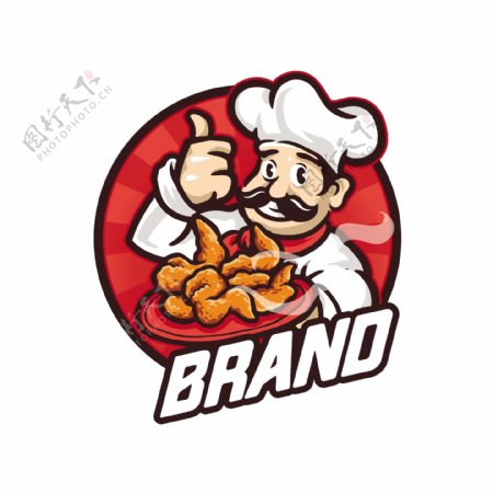 厨师吉祥物标志插图