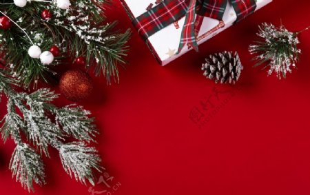 圣诞节礼物红色简约背景素材