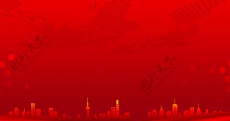 红色高清上海建筑背景