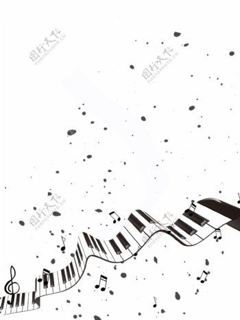 琴键音符黑白风海报背景