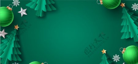 圣诞节绿色清新背景海报素材