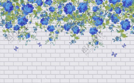 藤条花卉背景墙