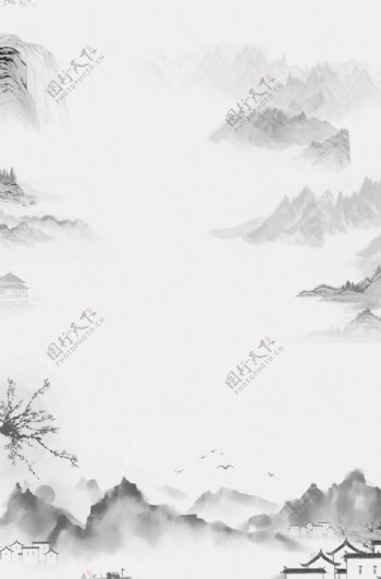 中国风景画背景图片