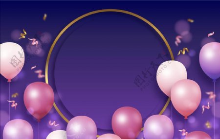 紫色气球背景矢量素材