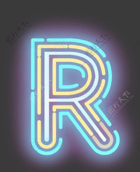 霓虹灯字母R图片