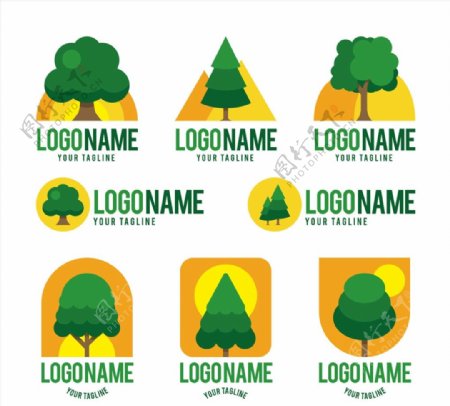 绿色树木标志图片