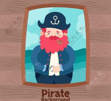 卡通海盗船船长图片