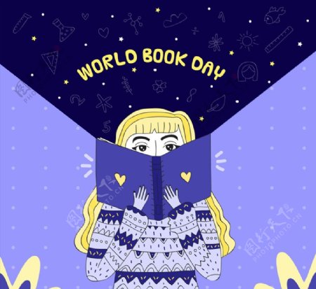 世界图书日阅读女孩图片