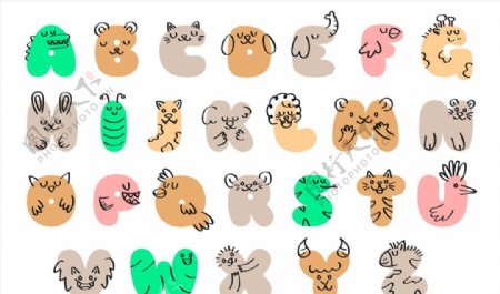 抽象动物字母图片