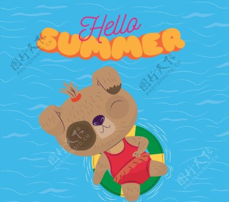 卡通夏季海上度假狗图片