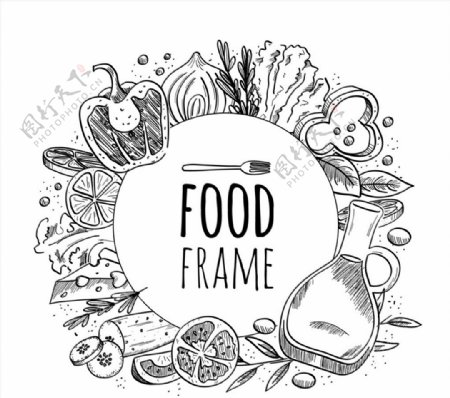 手绘食物框架图片