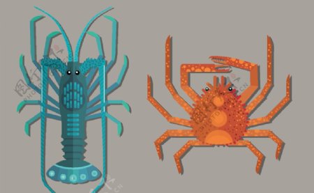 龙虾螃蟹矢量素材图片