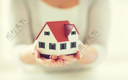 房屋模型保险背景海报素材图片