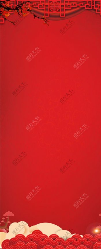 红色展架背景素材图片