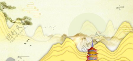 中式背景插画图片