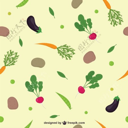 蔬菜无缝背景矢量图片