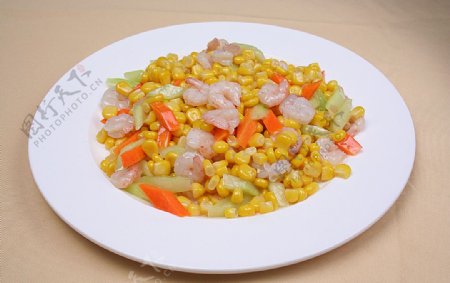 家常菜嫩玉米炒虾仁图片