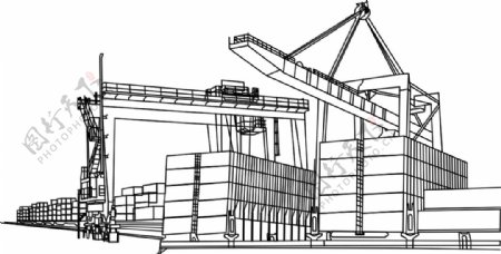 港口集装箱吊机海港运输图片