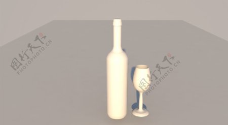 3D建模C4D白模酒瓶酒杯立体图片