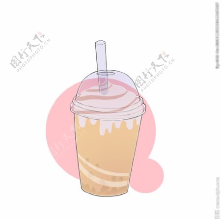 椰果奶茶插画图片