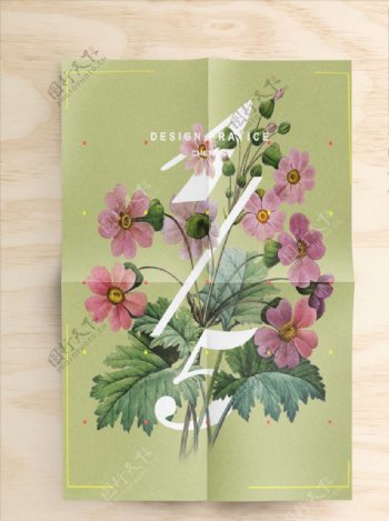 花卉穿插字海报图片