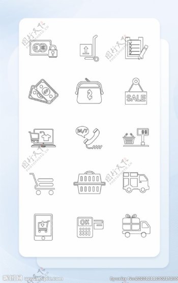 黑白线性购物icon图标图片