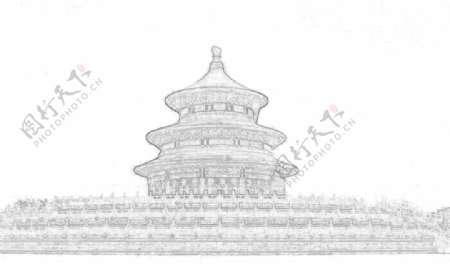 北京天壇輕描線性稿圖片