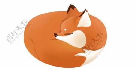 卡通睡着的小狐狸插画图片