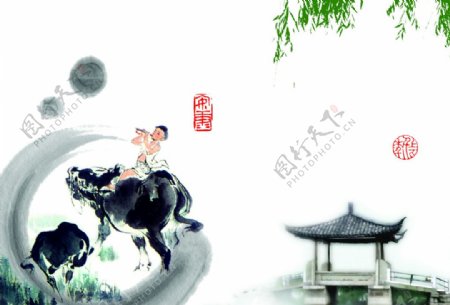 中国风背景水墨清明传统文化图片
