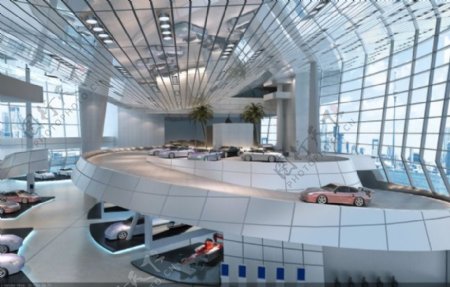 汽车4S店设计3D效果图源文件