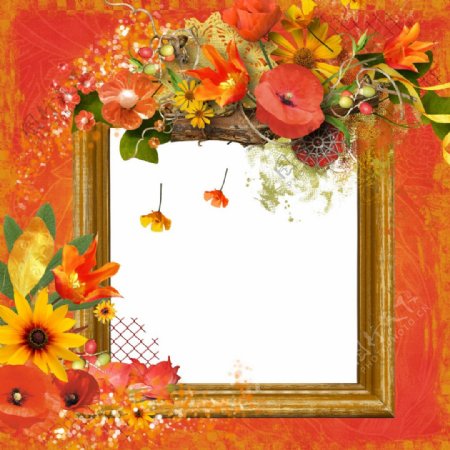 秋季花卉主题相册模板素材方框
