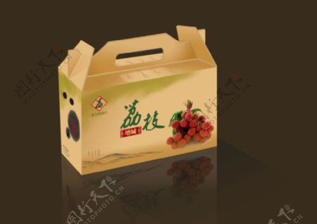 荔枝手提式水果包装盒设计效果图PSD