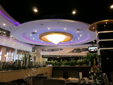 餐厅紫色圆吊灯