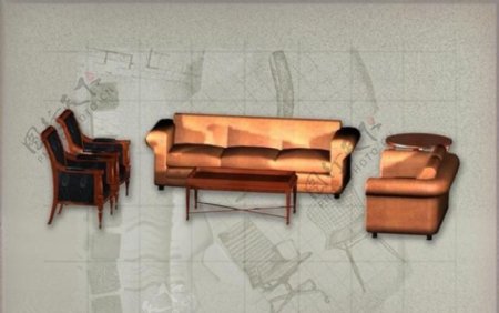 现代主义风格之家具组合3D模型组合032