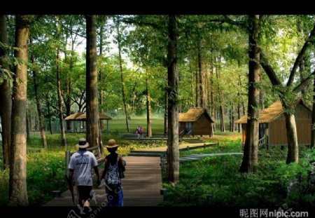 园林绿化景观设计效果图psd素材图片